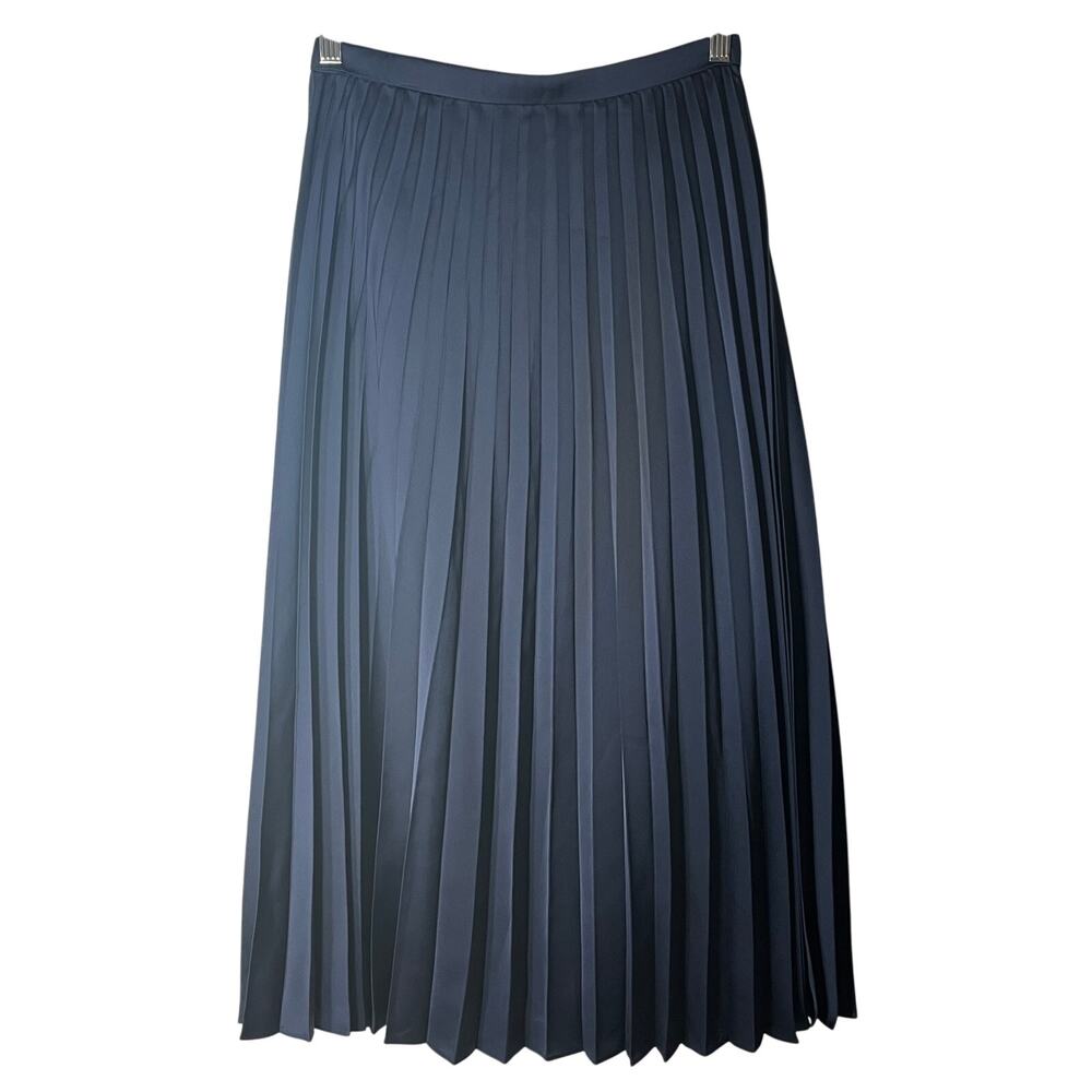 LOFT Navy Blue Pleated Lined Maxi Skirt Zip Up Size 2 NWT